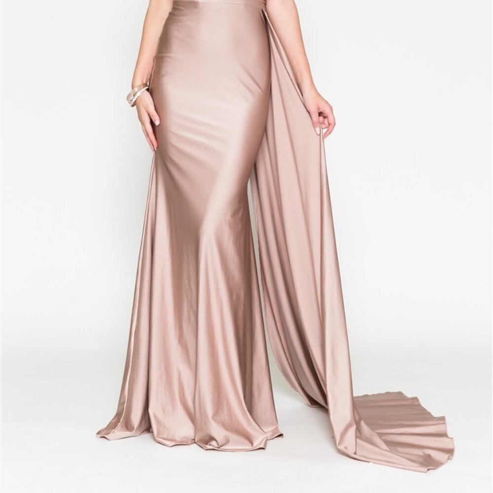 One Shoulder Fitted Formal Evening Pary Wedding Satin Prom Long Dress AC387 - Picture 4 of 16